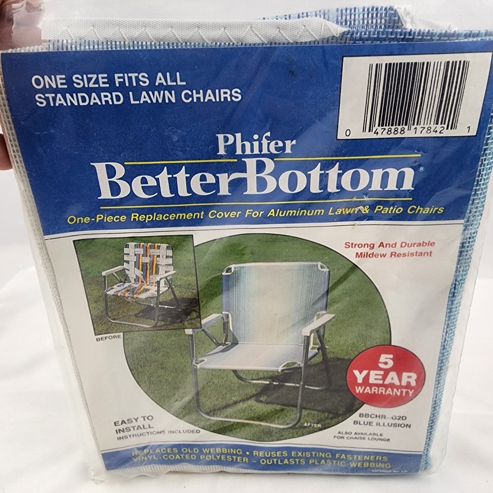 Lawn Chair Replacement‎ Cover Phifer Better Bottom Aluminum Blue Illusion Patio